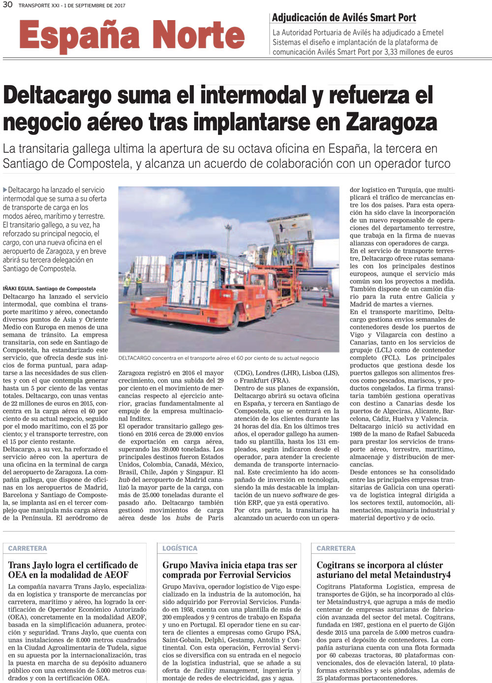 Deltacargo suma el intermodal y refuerza el transporte aereo en zaragoza